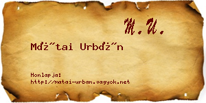 Mátai Urbán névjegykártya
